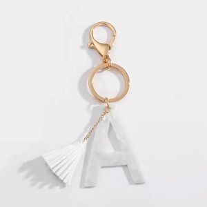 Gold and White Tassel Keychain